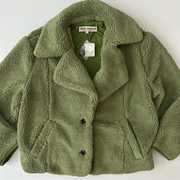 Free People Women’s Green Cozy Jacket Size S - Picture 3 of 16